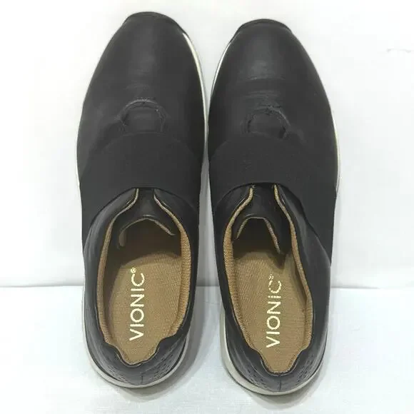 Vionic Women’s Codie Casual Slip On Orthotic Leather Sneaker Shoe Size 7 M Black - Picture 2 of 11